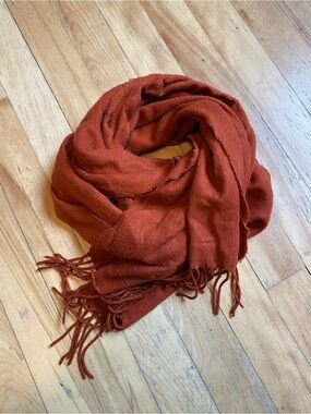 Soft Rust Red Brown Fringe Scarf Winter Warm Chic Layering